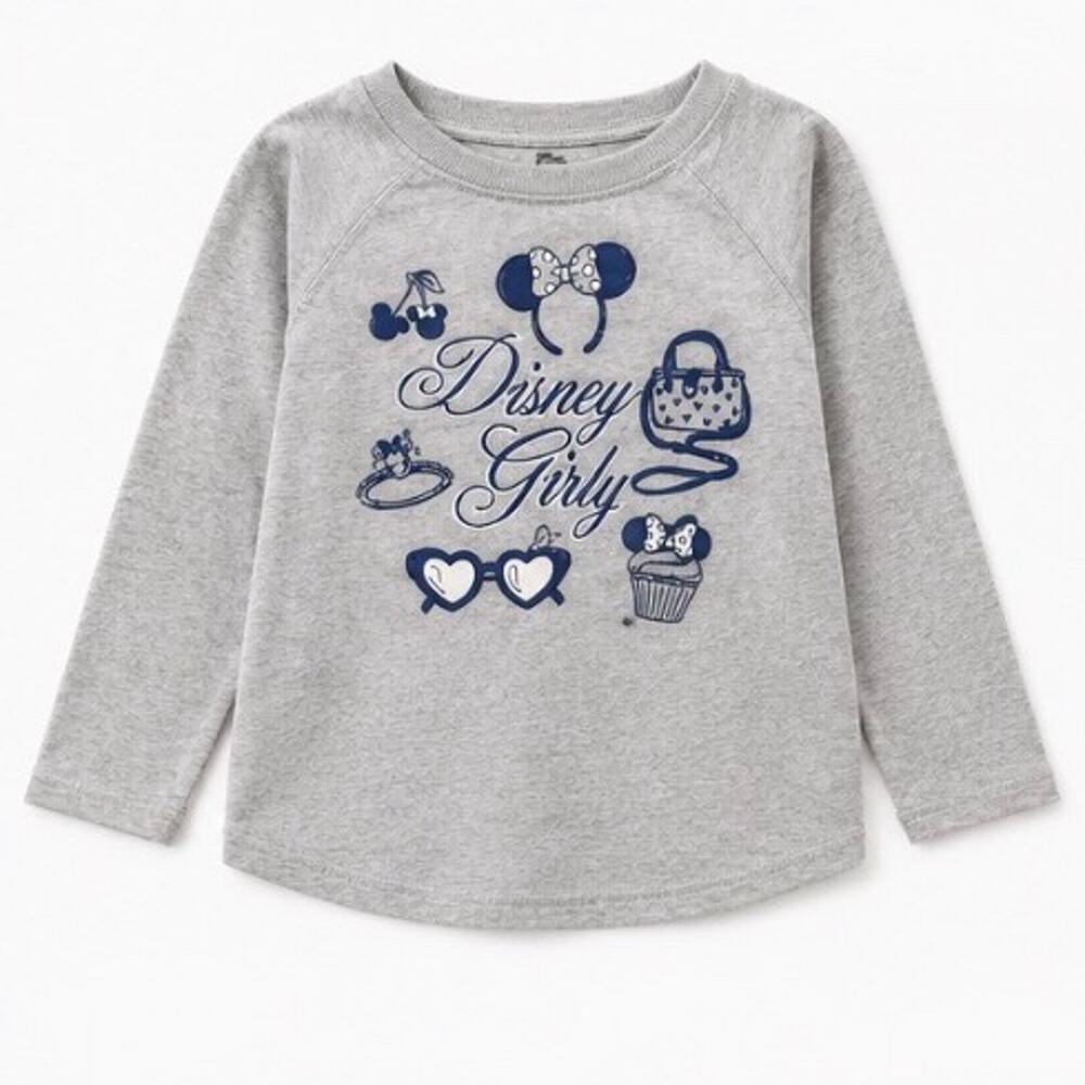 Disney Girls Disney Girly Long Sleeve Shirt Size Medium Gray Minnie Graphic
